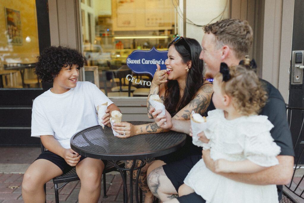 family session with ice cream in downtown mckinney