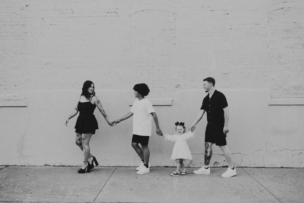 black and white family photos
